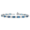 14K White Gold Emerald Cut London Blue Topaz & Diamond Bracelet
