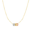 14K Tri-Color Gold Diamond Cut 3 Ring Necklace