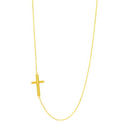 14K Yellow Gold Tube Cross Necklace