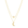 14K Yellow Gold Moon & Star Multi-Strand Necklace