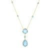 14K Yellow Gold Blue Topaz Drop Necklace
