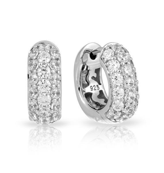 Sterling Silver Pavé Square Earrings