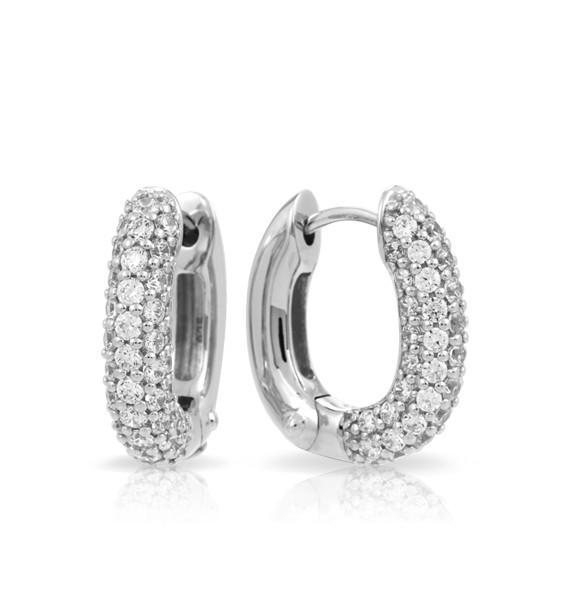 Sterling Silver Pave Hoop Earrings