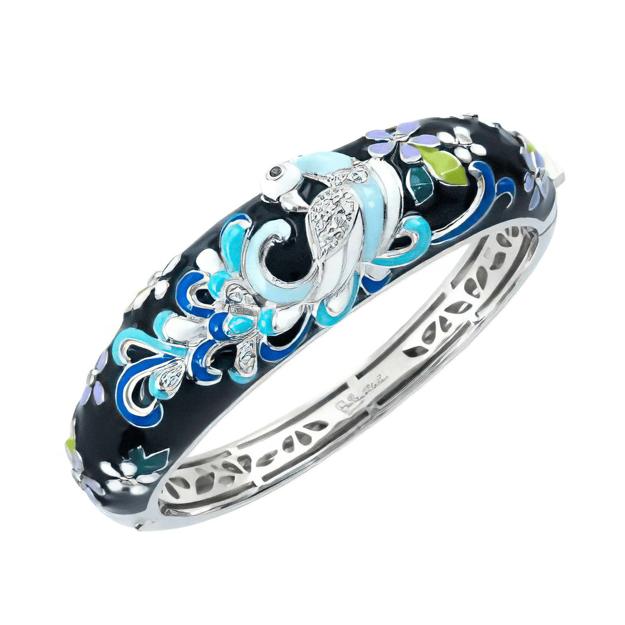Sterling Silver Peacock Bangle