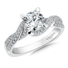 14K White Gold Pave Twist Diamond Engagement Ring