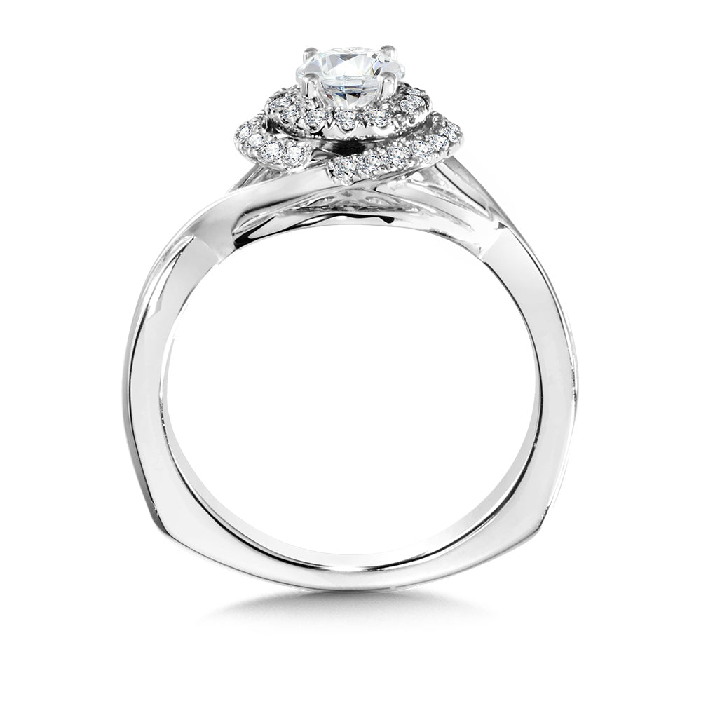14K White Gold Double Halo Engagement Ring