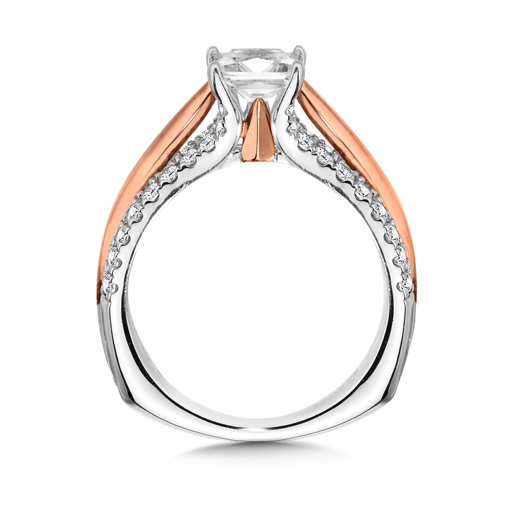 14K Two-Tone Gold Princess-Cut Two-Tone Diamond Engagement Ring