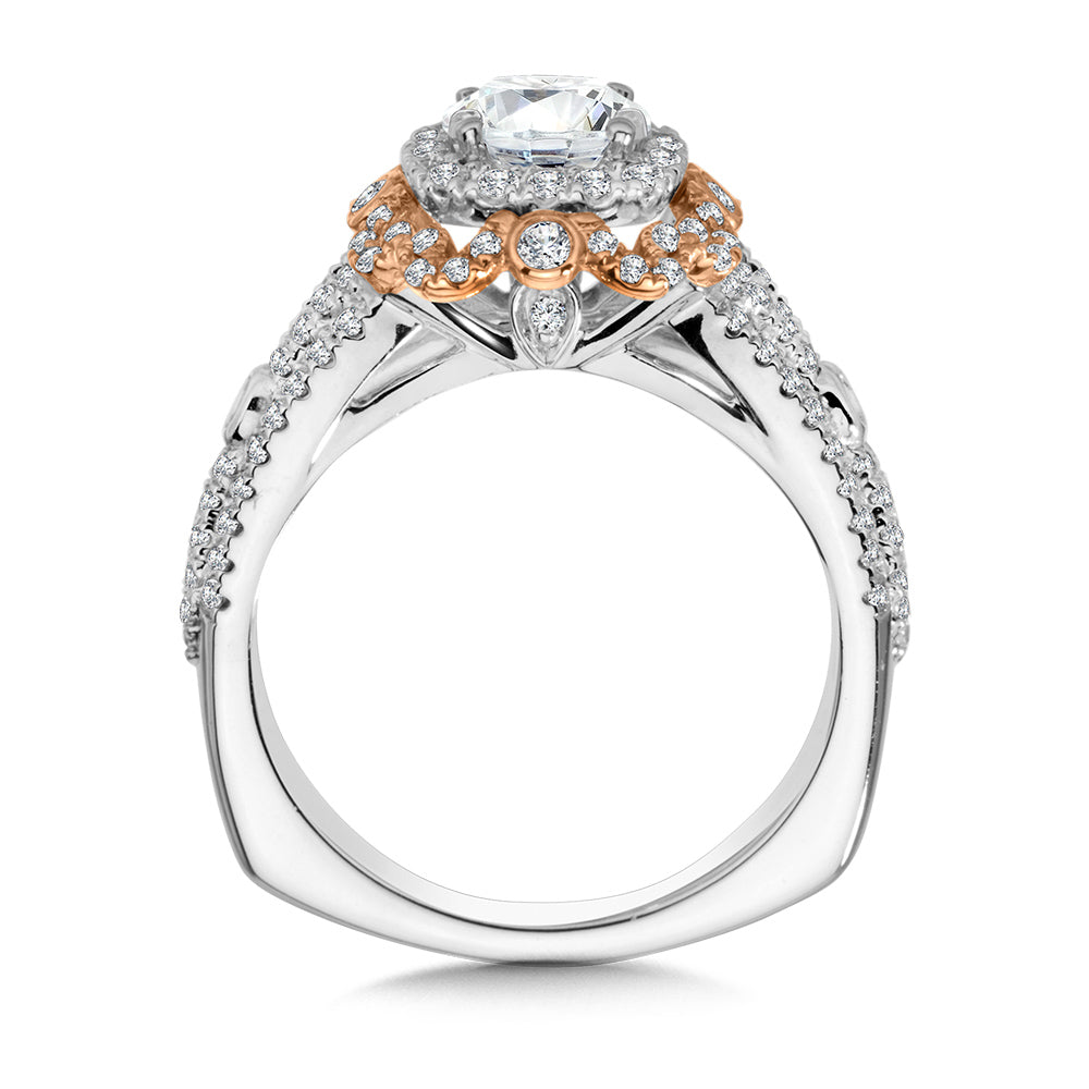 14K Two-Tone Gold Two-Tone Double Halo Diamond Engagement Ring
