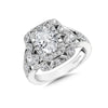 14K White Gold Vintage Double Halo Diamond Engagement Ring