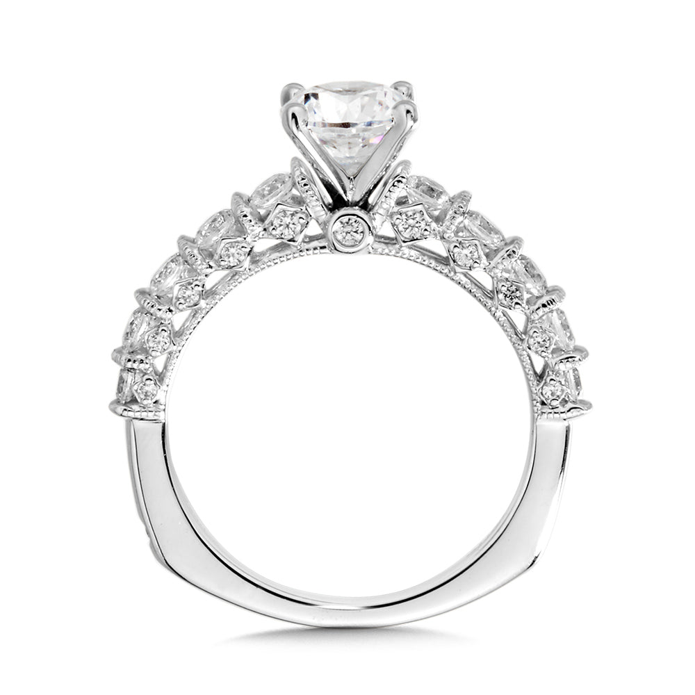 Full-Dress 14K White Gold Diamond Engagement Ring