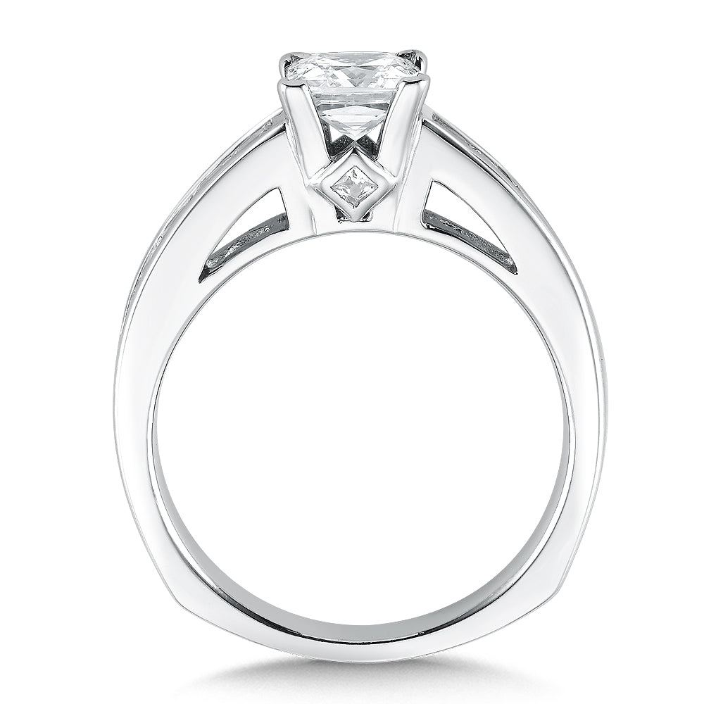 14K White Gold Diamond Channel-Set Engagement Ring