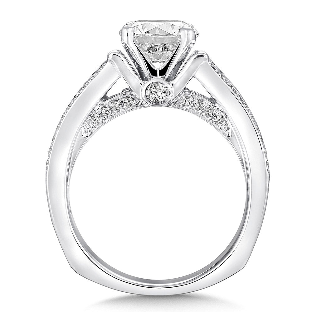 Princess Cut & Round Diamond Channel Pave Engagement Ring