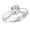 14K White Gold Contoured Crown Diamond Engagement Ring