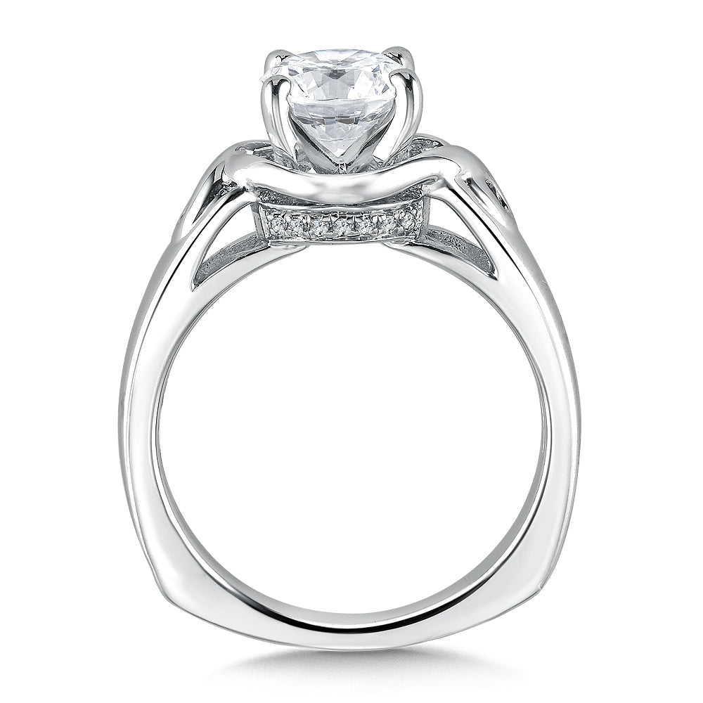 14K White Gold Infinity Solitaire Diamond Engagement Ring