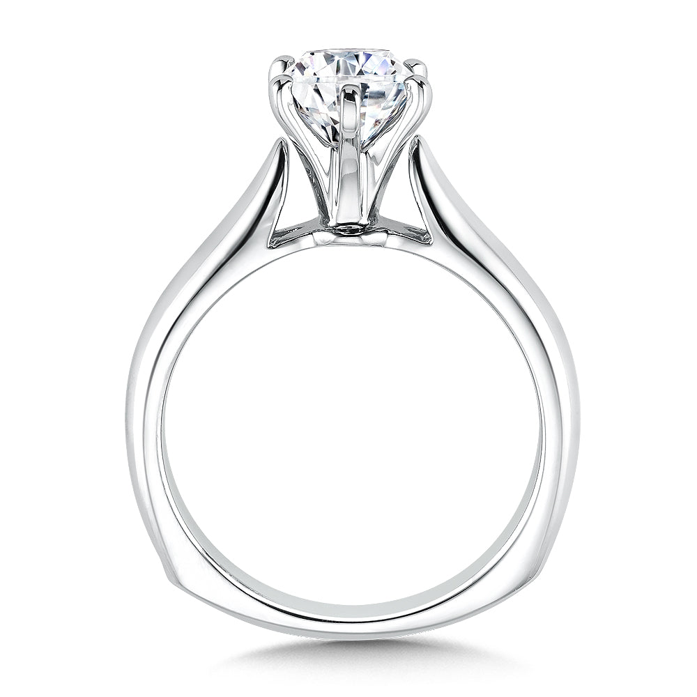 14K White Gold Classic Six-Prong Solitaire Cathedral Engagement Ring