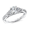 Pave Cluster Milgrain Diamond Engagement Ring