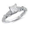 Polished Clip Milgrain Diamond Engagement Ring