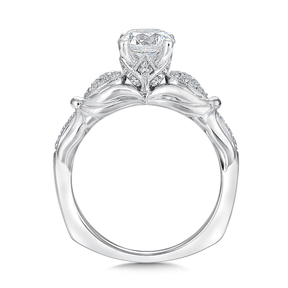 Cluster Pave Sculpted Gold Diamond Engagement Ring