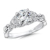 Milgrain Pave Gold Shank Diamond Engagement Ring