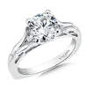 14K White Gold Large Sculptural Diamond Accent Solitaire Engagement Ring