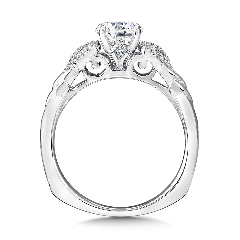 Polished Scroll Gallery Diamond Engagement Ring