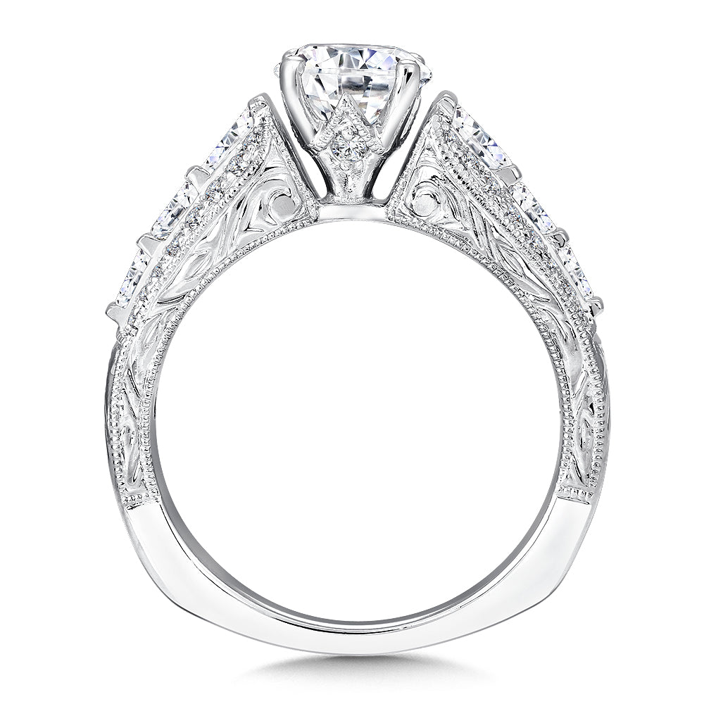 Baguette Pave Diamond Engagement Ring