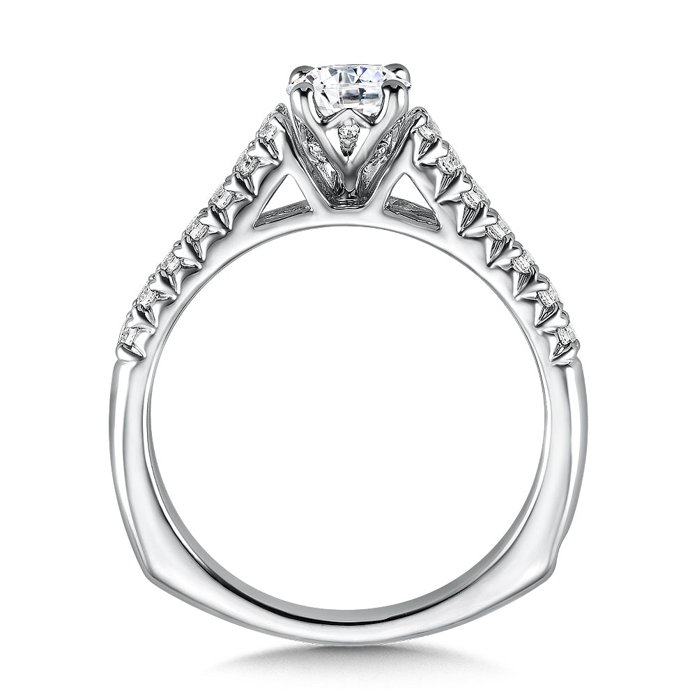 Cathedral Swallow-Set Diamond Engagement Ring