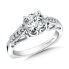 Cathedral Pinched Shoulder Scroll Diamond Engagement Ring