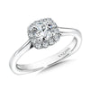 14K White Gold Classic Cushion Shape Halo Diamond Engagement Ring