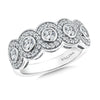 14K White Gold Diamond 5 Stone Halo Anniversary Band