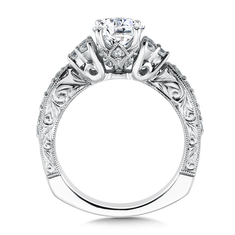 14K White Gold Accent Stone Style Engagement Ring