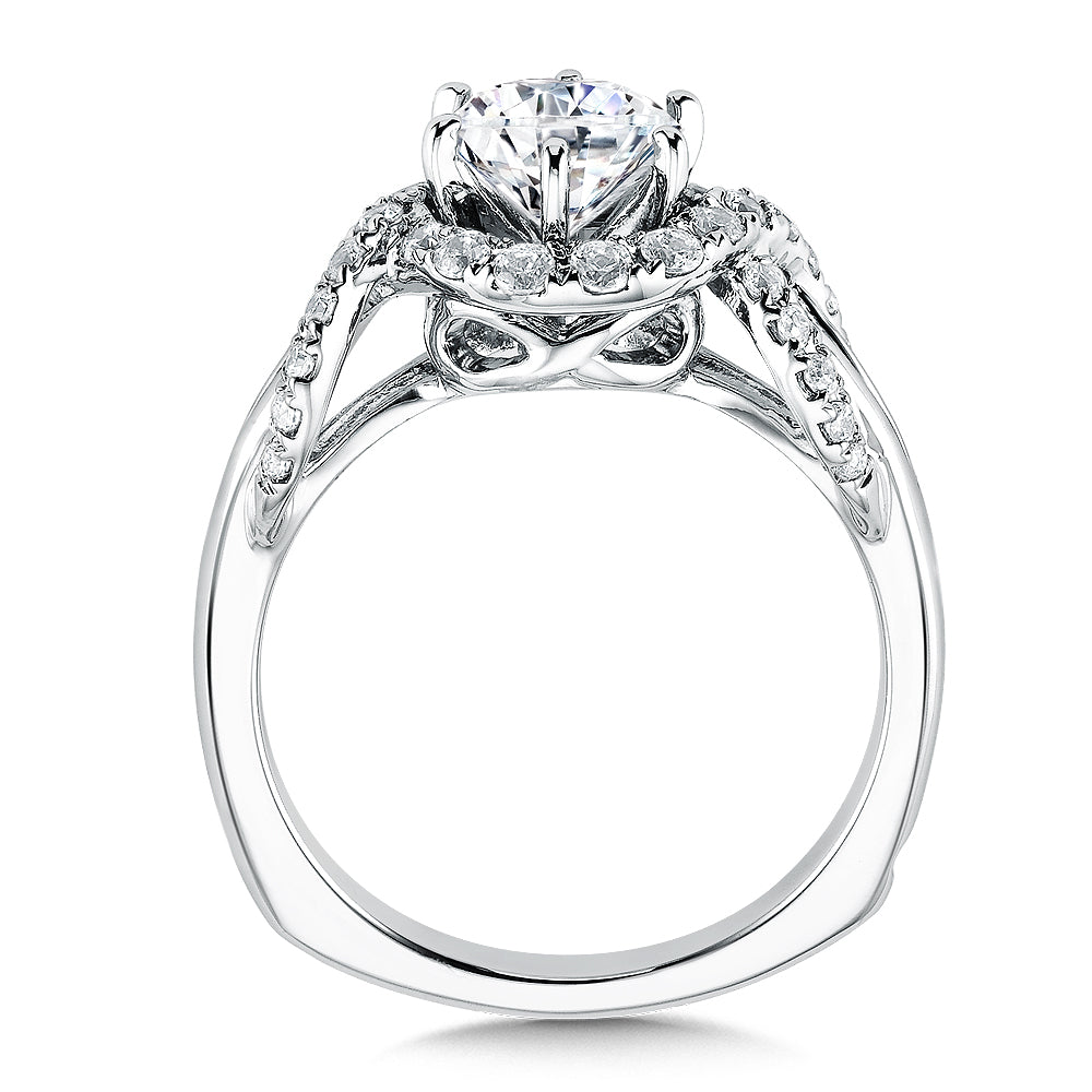 14K White Gold Infinity Split Shank Halo Engagement Ring