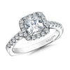 14K White Gold Princess Shape Halo Engagement Ring