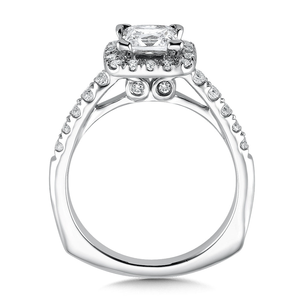14K White Gold Princess Shape Halo Engagement Ring