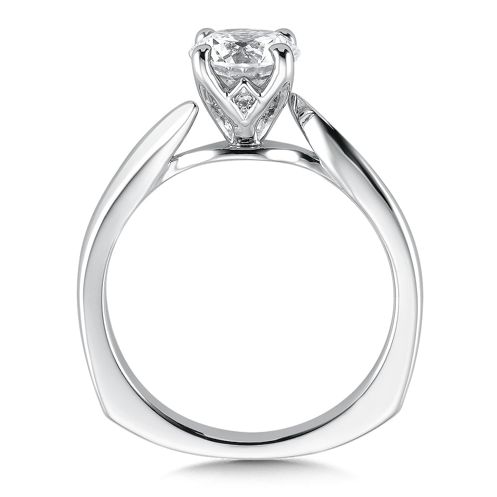 14K White Gold Bypass Solitaire Engagement Ring