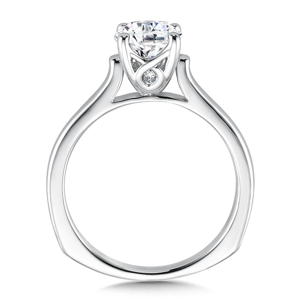 14K White Gold Diamond Accent Infinity Solitaire Engagement Ring