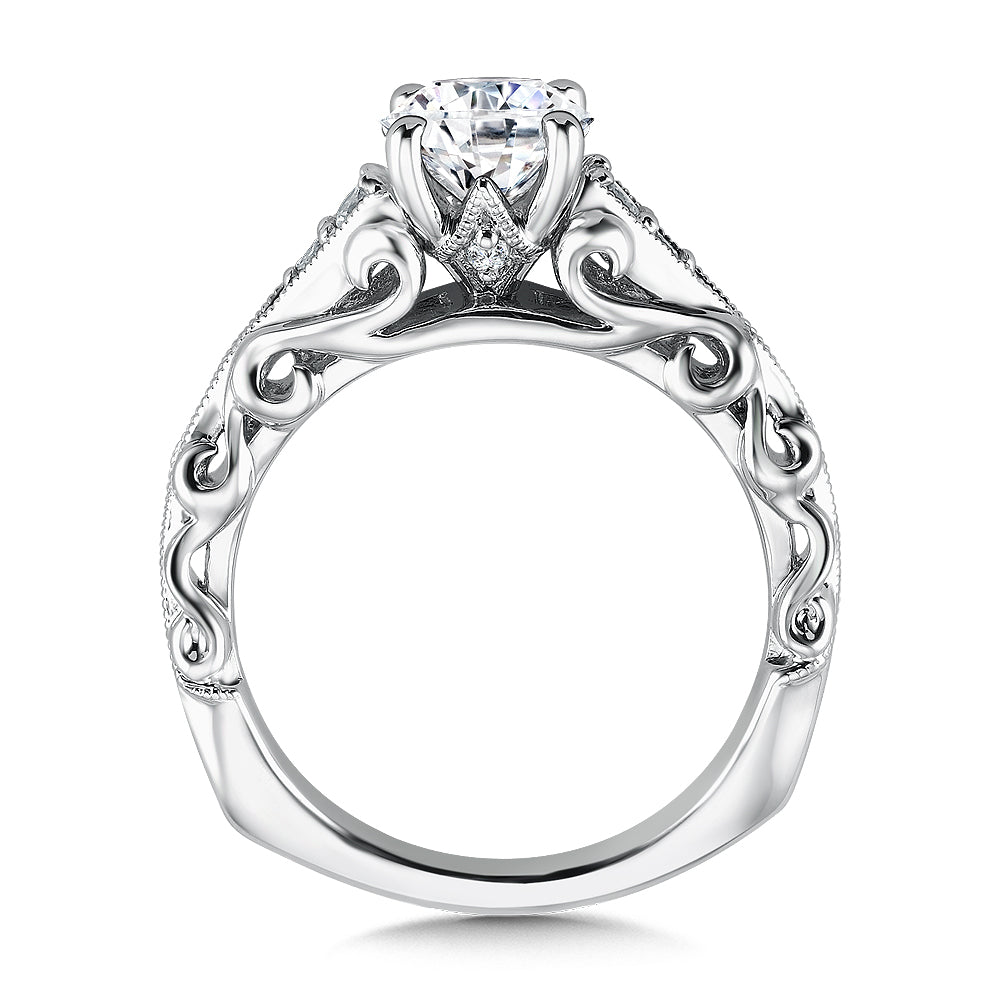 Cathedral Open Scroll Diamond Engagement Ring