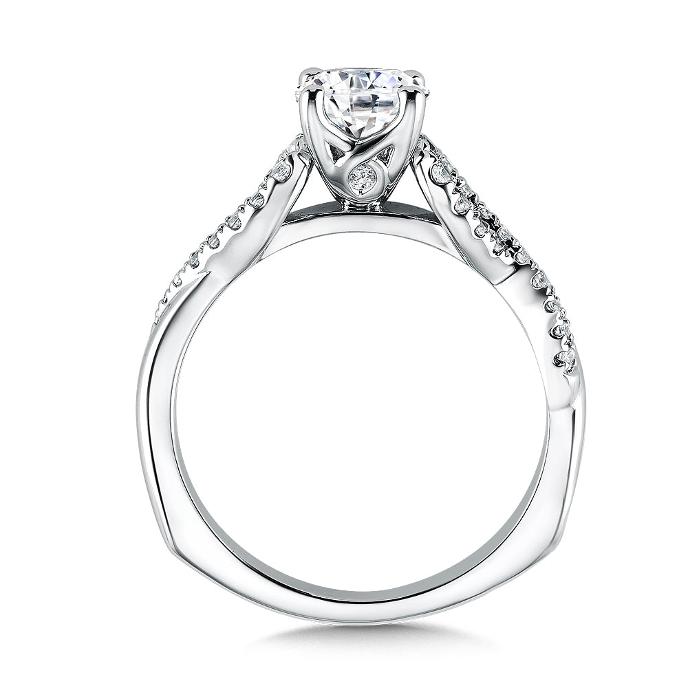 14K White Gold Twisted Diamond Engagement Ring