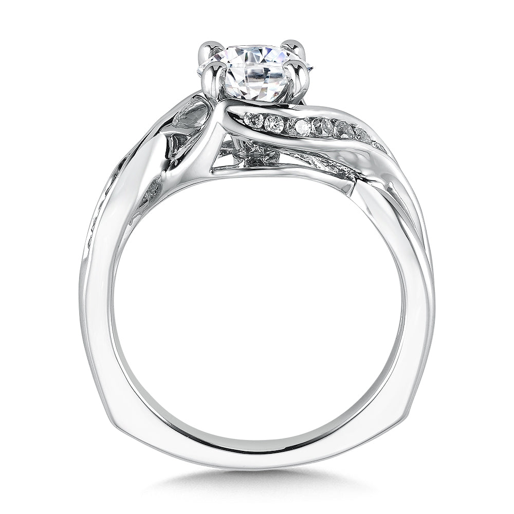 14K White Gold Twisted Bypass Diamond Engagement Ring