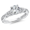 Polished Clip Accented Diamond Engagement Ring