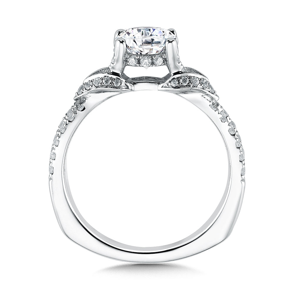Chevron Clip Split Band Diamond Engagement Ring