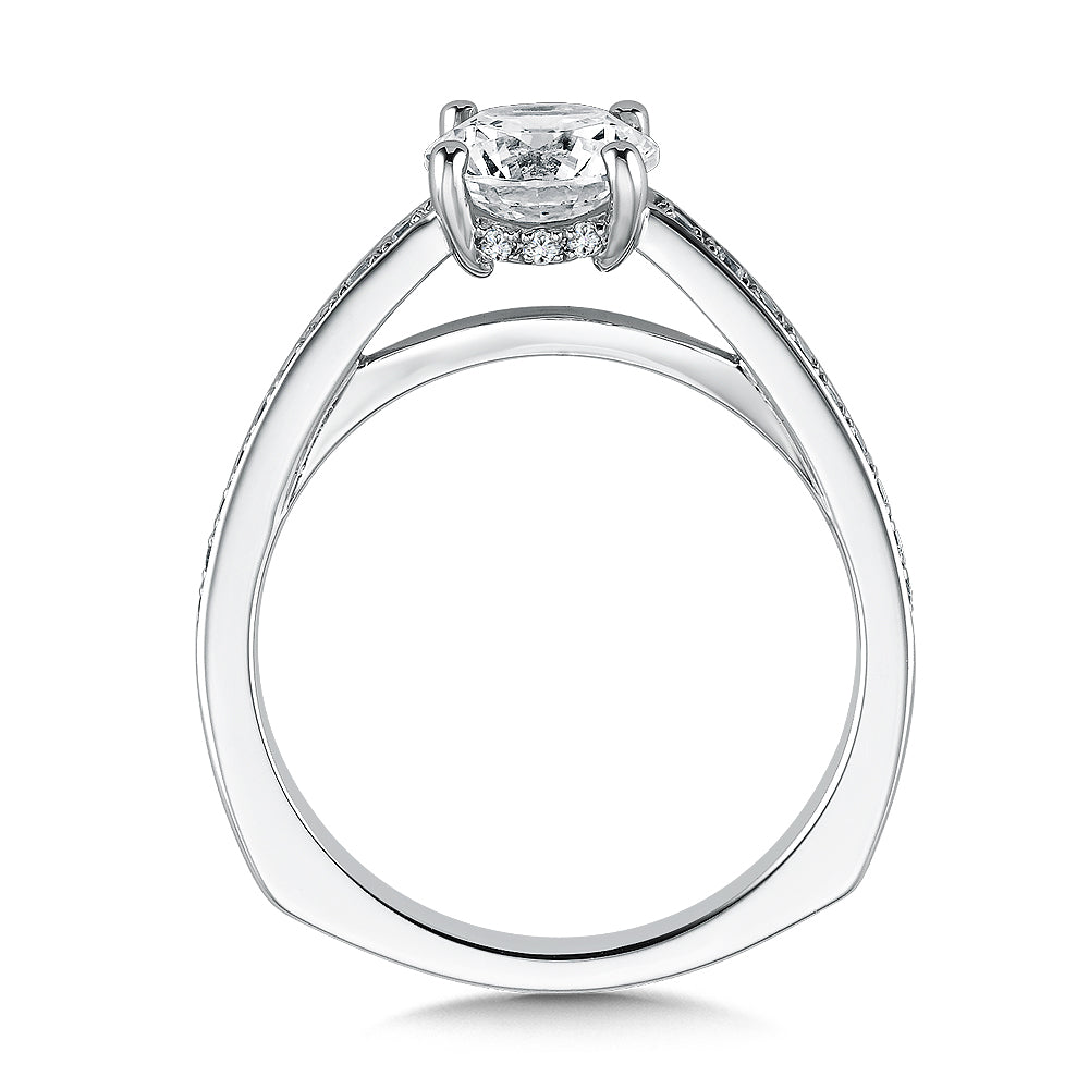 14K White Gold Straight Channel-Set Diamond Engagement Ring