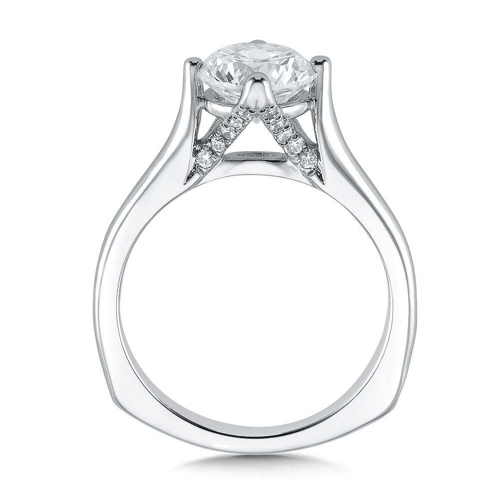 14K White Gold Solitaire Diamond Accent Engagement Ring