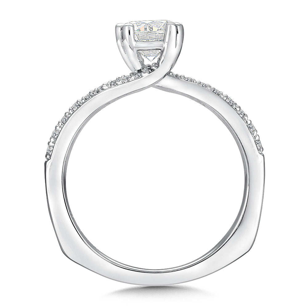 14K White Gold Bypass Double Prong Diamond Engagement Ring