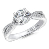 14K White Gold Diamond Scroll Crossover Engagement Ring