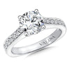 Suspended Center Milgrain Diamond Engagement Ring