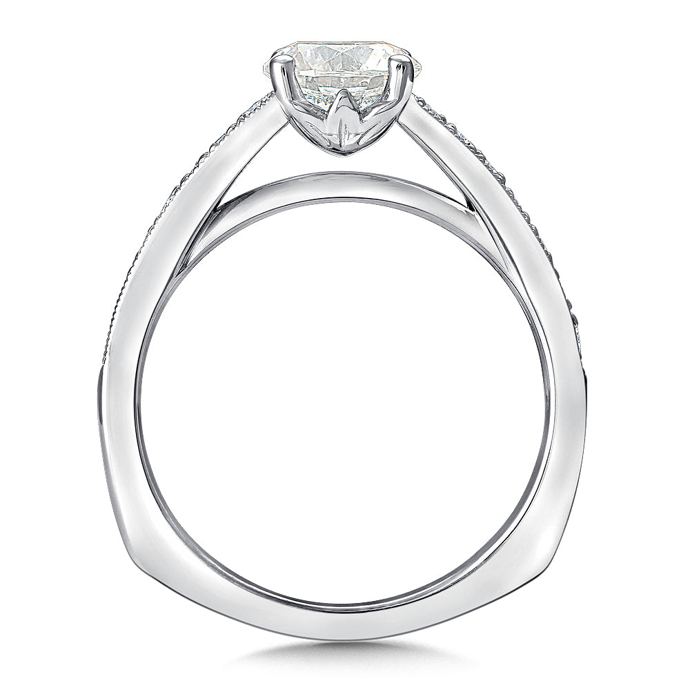 Contemporary Vintage Accent Diamond Engagement Ring