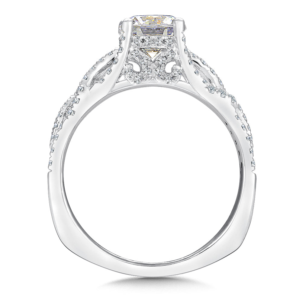 Crisscross Sweeping Prong Diamond Engagement Ring