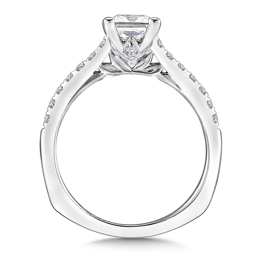 14K White Gold Princess-Cut Straight Diamond Engagement Ring