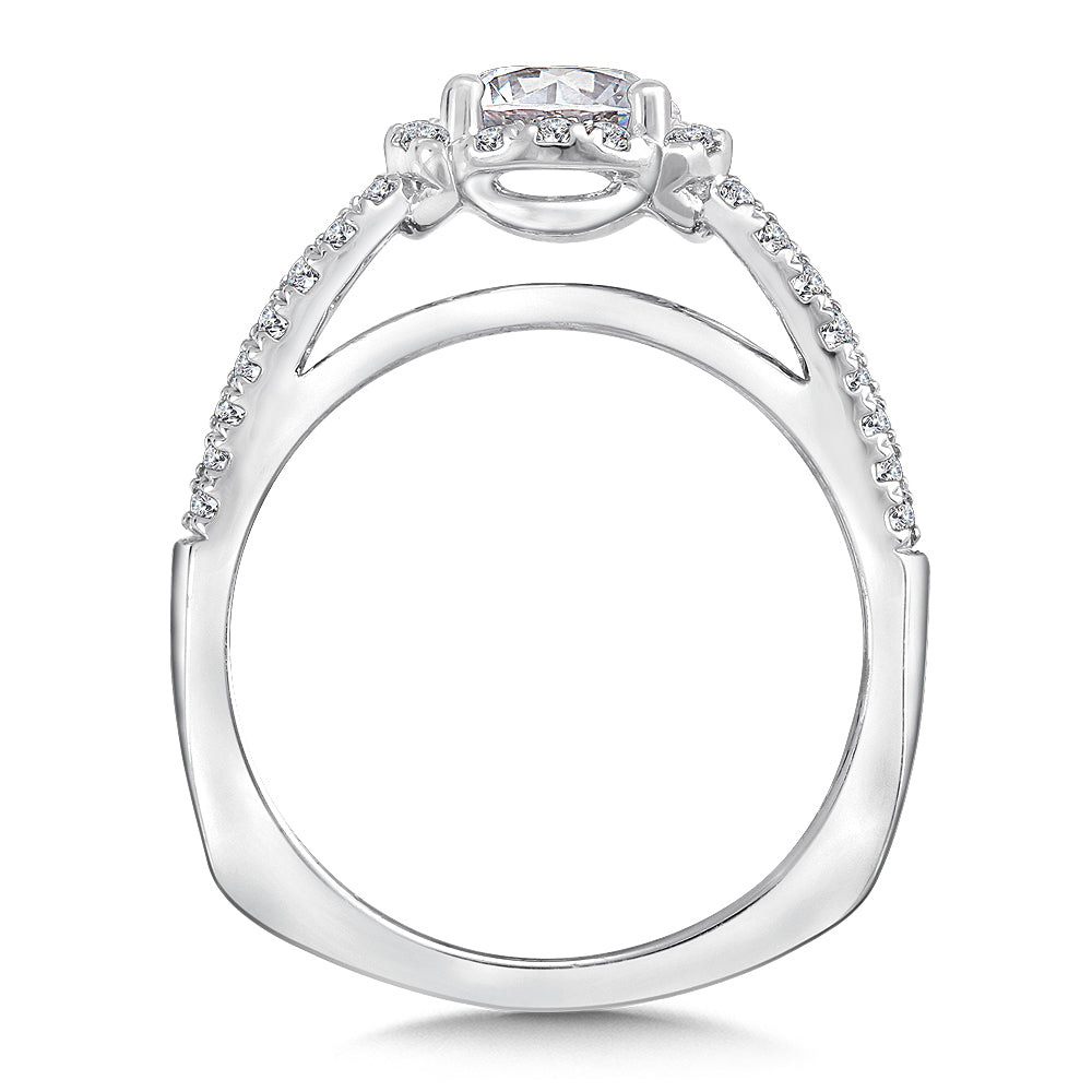 14K White Gold Princess Square Halo Engagement Ring
